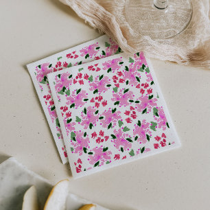 Fuchsia Watercolor Floral Garden Napkins