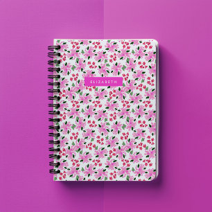 Fuchsia Watercolor Floral Garden Personalised Notebook