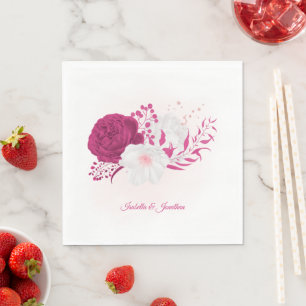 fuchsia & white floral wedding  napkins