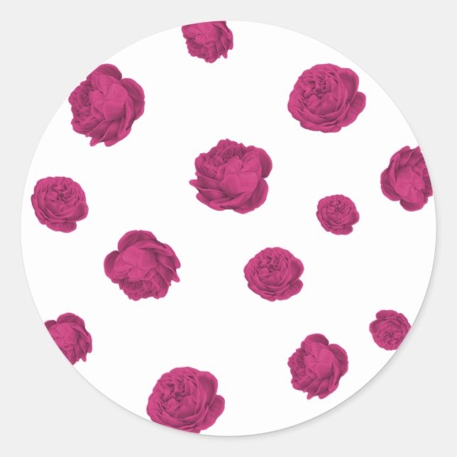 fuchsia & white flowers classic round sticker (Front)