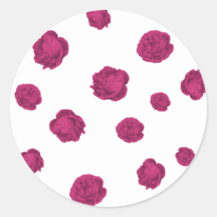 fuchsia & white flowers classic round sticker