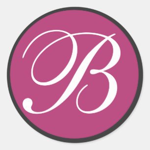 Fuchsia & White Monogrammed Wedding Envelope Seals