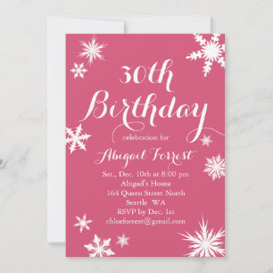Fuchsia Winter 30th Birthday Invitation