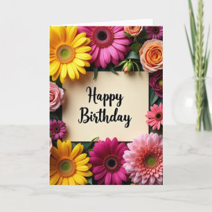 Fuchsia Yellow Birthday Card
