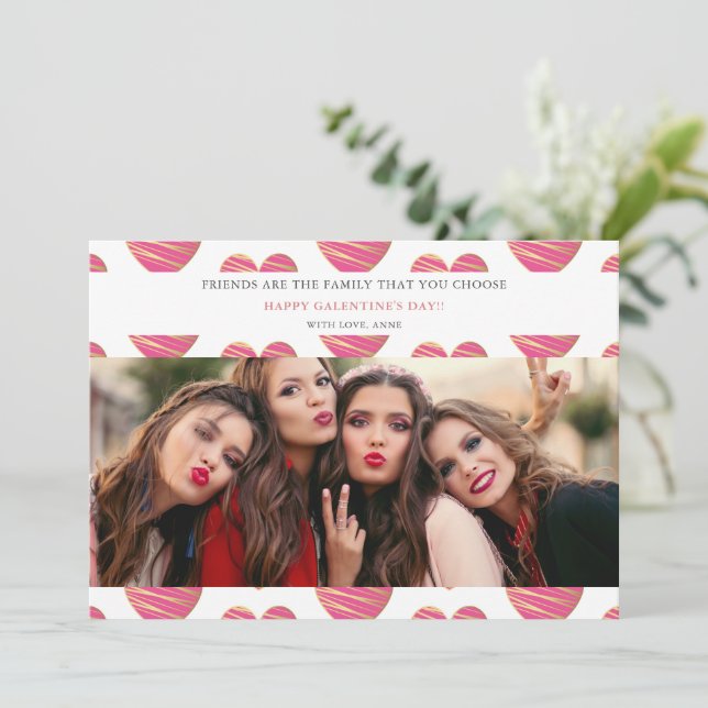 Fucshia Heart Best Friends Photo Happy Galentine's (Standing Front)