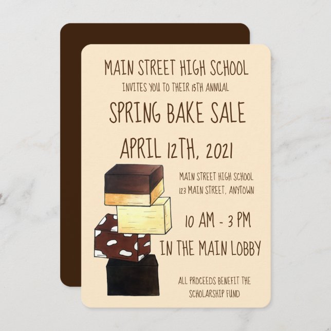 Fudge Confection Confectionery Candy Bake Sale Invitation (Front/Back)
