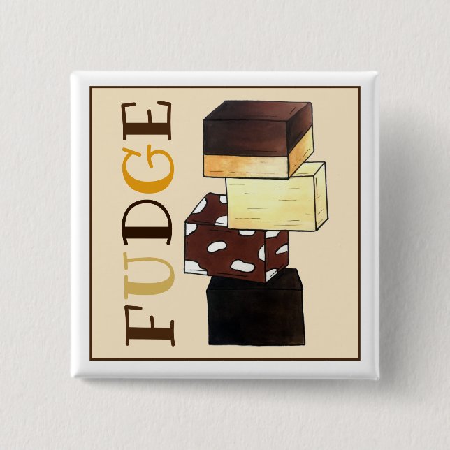 Fudge Stack Confection Confectionery Candy Sweets 15 Cm Square Badge (Front)