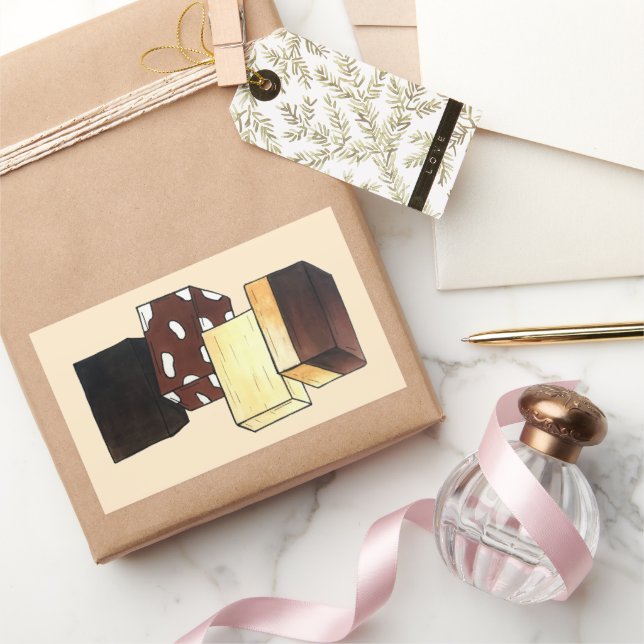 Fudge Stack Confection Confectionery Candy Sweets Rectangular Sticker (Gifting)