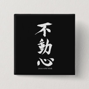 "Fudoshin" Japanese Kanji Meaning Immoveable Mind 15 Cm Square Badge