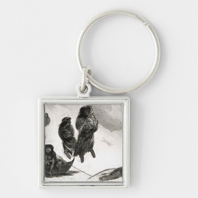 Fuegians going to trade in Zapallos Key Ring (Front)