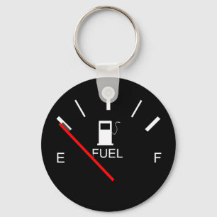 FUEL GAUGE EMPTY FULL BLACK WHITE RED TRAVEL KEY RING