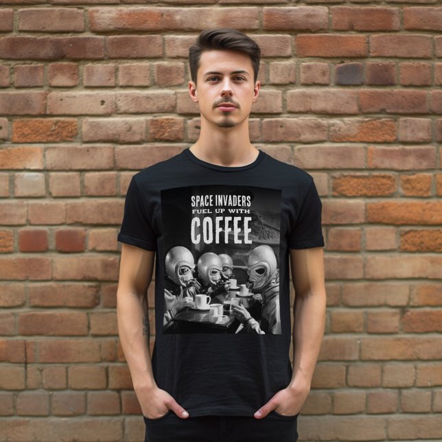 Fuel Up with Coffee Space Invaders Vintage Photo T-Shirt (Creator Uploaded)