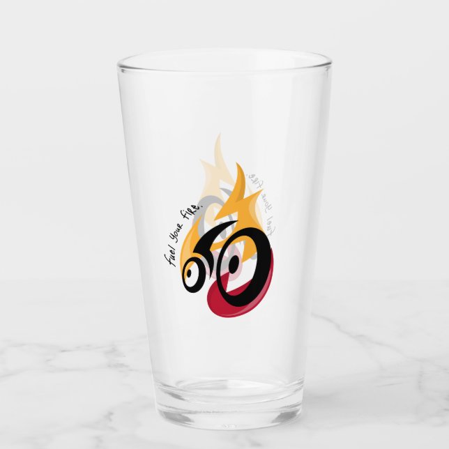 Fuel Your Fire. cycling motivation Glass (Front)