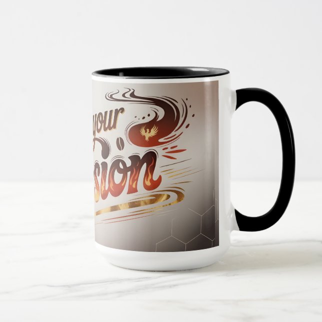 Fuel Your Passion Coffee Cup – Bold Flame-Inspired (Right)