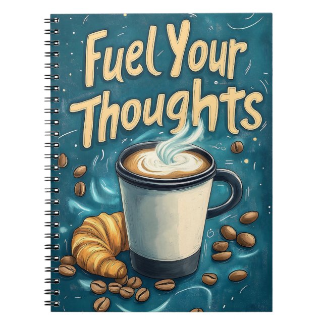 Fuel Your Thoughts with Coffee and Creativity  Notebook (Front)