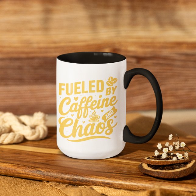 Fueled by Caffeine and Chaos Funny Sarcastic Mug (funny coffee mug for busy moms)