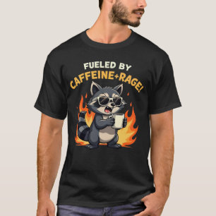 Fueled by Caffeine and Rage Raccoon Coffee Lover  T-Shirt