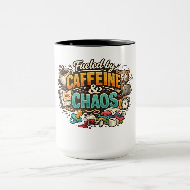 Fueled by Caffeine & Chaos Funny Coffee Mug (Center)