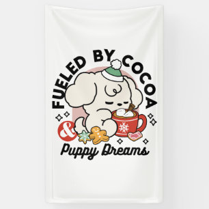 Fueled by Cocoa and Puppy Dreams – Cute Winter Dog Banner