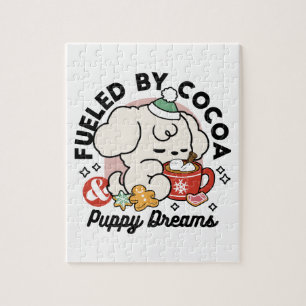 Fueled by Cocoa and Puppy Dreams – Cute Winter Dog Jigsaw Puzzle