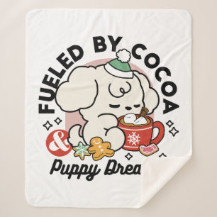 Fueled by Cocoa and Puppy Dreams – Cute Winter Dog Sherpa Blanket