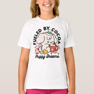 Fueled by Cocoa and Puppy Dreams – Cute Winter Dog T-Shirt