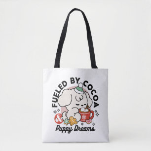 Fueled by Cocoa and Puppy Dreams – Cute Winter Dog Tote Bag