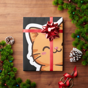 Fueled by Coffee and Chaos Cute Orange Cat Wrapping Paper