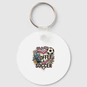Fueled By Coffee And Soccer Vintage Shirt Design_1 Key Ring