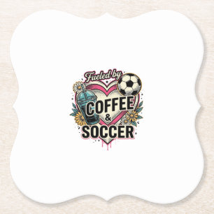 Fueled By Coffee And Soccer Vintage Shirt Design_1 Paper Coaster