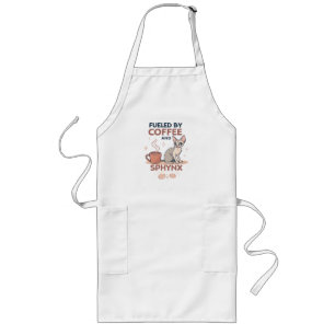 Fueled by Coffee and Sphynx Cat Art Long Apron