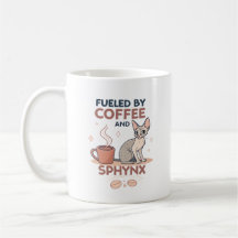Fueled by Coffee and Sphynx Cat Art
