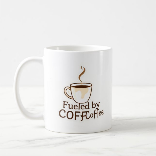 Fueled by Coffee Cute Coffee Lover Typography  Mug (Left)