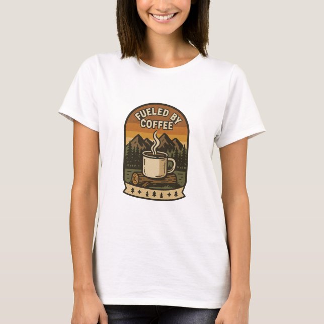 Fueled by Coffee Retro Camp  T-Shirt (Front)