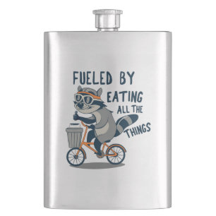 Fueled By Eating All The Things Racoon Cycling Hip Flask