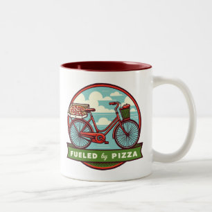 Fueled By Pizza Bike Two-Tone Coffee Mug