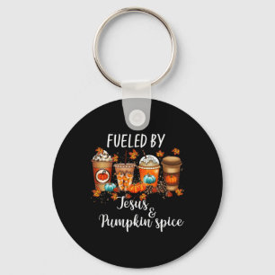 Fueled By Pumpkin Spice And Jesus Coffee Lover Fal Key Ring