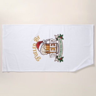 Fuelled Beer Christmas Cheer Mug Santa Hat Holly Beach Towel
