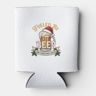 Fuelled Beer Christmas Cheer Mug Santa Hat Holly Can Cooler