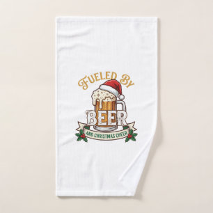 Fuelled Beer Christmas Cheer Mug Santa Hat Holly Hand Towel