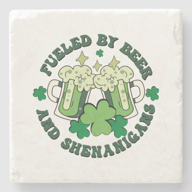 Fuelled By Beer And Shenanigans Stone Coaster (Front)