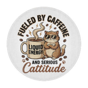 Fuelled by Caffeine and Serious Cattitude Funny Ca Cutting Board