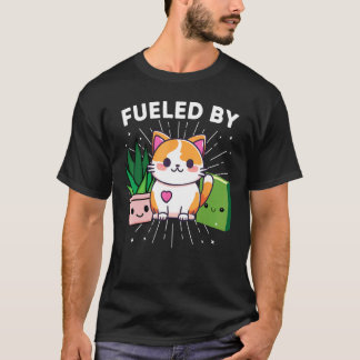 Fuelled By Cats Plants Books Funny T-Shirt