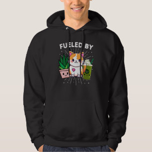 Fuelled By Cats Plants Iced Matcha Green Tea Funny Hoodie