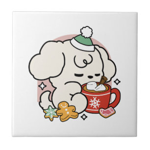 Fuelled by Cocoa and Puppy Dreams – Cute Winter Do Ceramic Tile