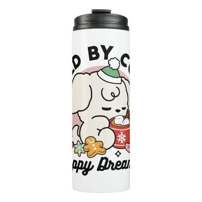 Fuelled by Cocoa and Puppy Dreams – Cute Winter Do Thermal Tumbler (Front)