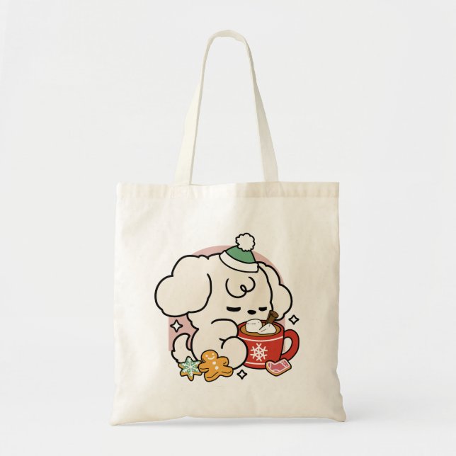 Fuelled by Cocoa and Puppy Dreams – Cute Winter Do Tote Bag (Front)
