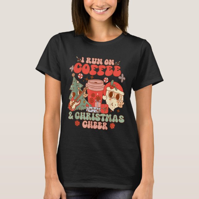Fuelled By Coffee &amp; Christmas Cheer Funny Coff T-Shirt (Front)