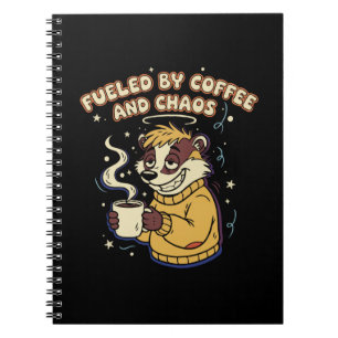 Fuelled By Coffee And Chaos Funny Retro Badger Notebook