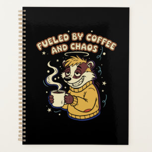 Fuelled By Coffee And Chaos Funny Retro Badger  Planner